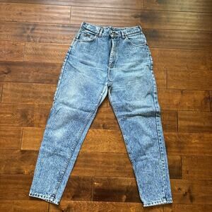 Vintage Lee High Rise Tapered Jeans Made in USA Acid Wash Denim Blue Women's 12